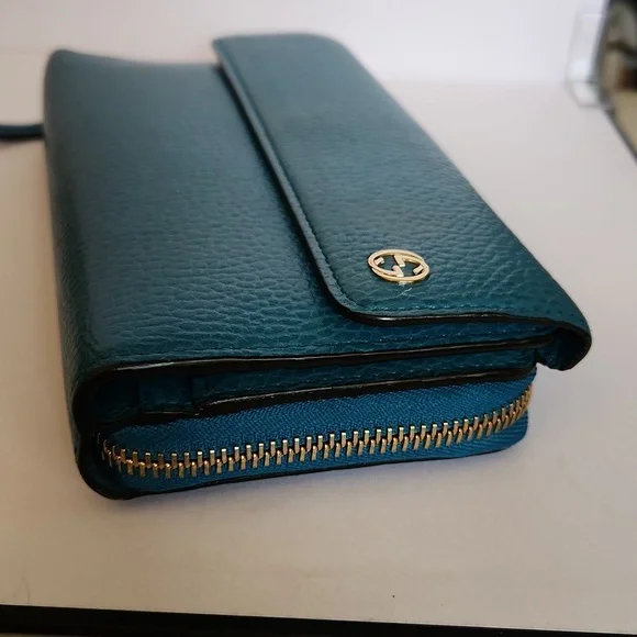Gucci Interlocking GG Long Doublesided Wallet- Turquoise w/Box - Picture 13 of 14